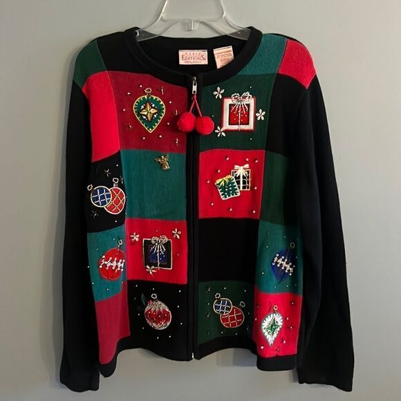 Vintage Women’s Large Christmas Holiday themed cardigan sweater - Picture 2 of 16